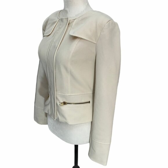 xxi💐white Cropped Lined Jacket Zippered Front Cropped Size S - Picture 4 of 8